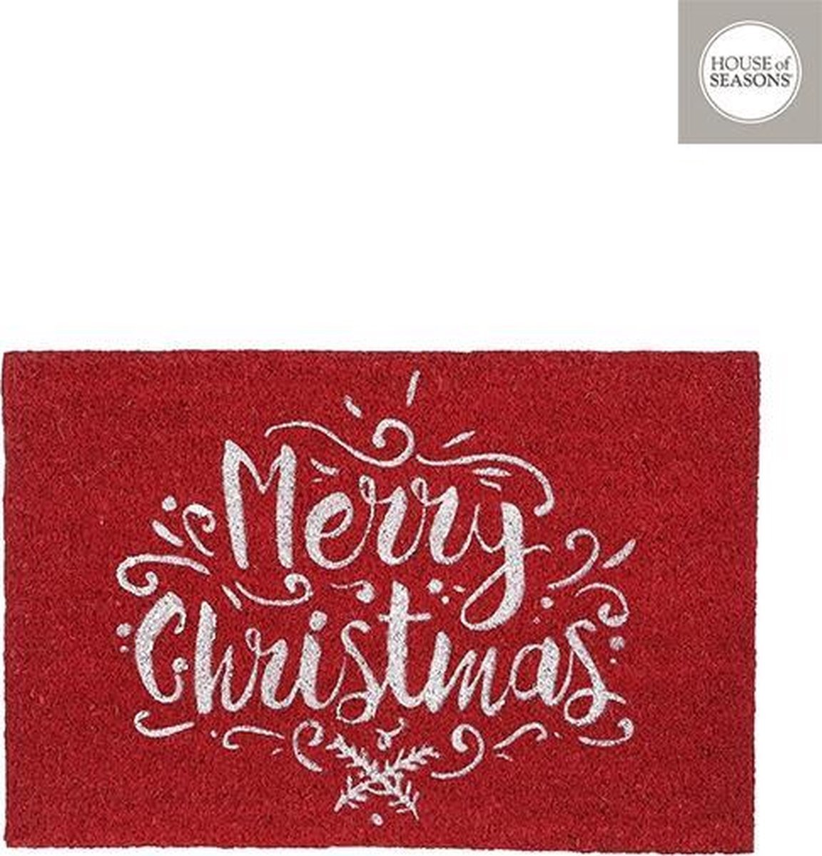 House of Seasons Deurmat kerst Merry Christmas - L60 x B40 cm - Rood