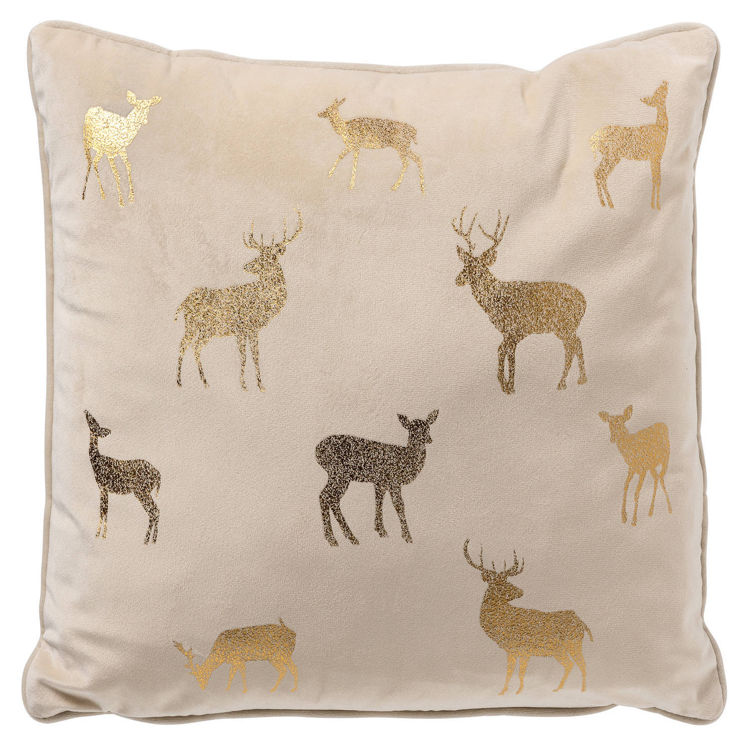 - deer - sierkussen 45x45 wit - kerst decoratie - velvet