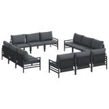 vidaXL Tuinbank - Set - 12 - st - Zwart - Staal