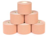 SPORTHERAPY Kinesiologie-tape voor sport en professionele tape, gecertificeerd medisch apparaat, gekleurde fysiotherapie-tape, 5 cm x 5 m (kleur: beige, hoeveelheid: 6)