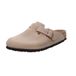 BIRKENSTOCK Boston SL (Super Race) gesloten leren schoenen met normale kurk-zool en suède en antislip EVA-rubberen zool, Bruin Tabak Bruin, 36 EU