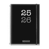 Miquelrius Schoolagenda 2025/2026, 12 maanden van september tot augustus, afmetingen 117 x 174 mm, dagoverzicht, deksel van ondoorzichtig polypropyleen, elastische sluiting, Spaans-Engels
