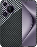 Techsuit Hoesje geschikt voor Huawei Pura 70 Pro - Carbonite FiberShell Carbon Back Cover - Wit/Zwart