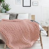 The Home Deco Factory Grof gebreide plaid - oudroze - 120 x 150 cm