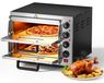Four à pizza - 2 niveaux - 3000 W - Pierre à pizza en cordiérite - Acier inoxydable