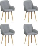 vidaXL Eetstoelen 4 stuks Stof Lichtgrijs 56,5 x 50 x 87,5 cm