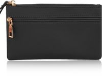 Merkloos Kleine Dames Portemonnee - PU Wristlet met Dubbele Rits & Polsband - Zwart