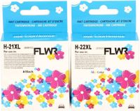 FLWR - Inktcartridge / 21XL/22XL / 2-pack / Zwart & Kleur - Geschikt voor HP