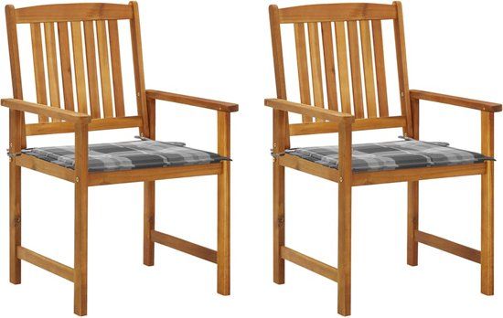 vidaXL Tuinstoelen 2 st met kussens massief acaciahout