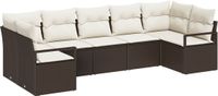 vidaXL Tuinbank Set 7-delig Bruin en wit polyrattan