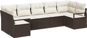 vidaXL Tuinbank Set 7-delig Bruin en wit polyrattan