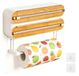 Omgoods – Porte-film alimentaire 3-en-1 avec dispositif de coupe, design bambou