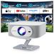 Projecteur 4K - Projecteur intelligent - Projecteur portable - Android 14 - WiFi 6 et Bluetooth 5.4 - Pivotant à 180°