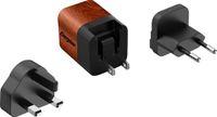 Energizer A20MUWO Multi Plug Oplader Reisstekker (US, UK, EU) | 20W - 4A (Walnoot Kleur)