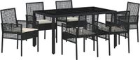 vidaXL Tuinset, 7-delig, zwart, polyrotan