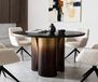 Adenza Table à manger ronde 140 x 140 cm Marbre noir Or métallique Finition Fusion dorée