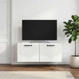 Maison Exclusive Meuble TV mural exclusif, blanc, dimensions : 78,5 x 31 x 30 cm, fabriqué en panneaux de particules