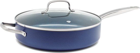 Blue Diamond Hapjespan 28 cm - Blauw - PFAS-vrij - Inductie - Met deksel