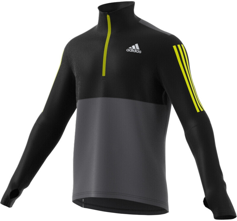 Adidas OWN The Run LS 1/2 Zip Shirt Men, grey five/black/acid yellow