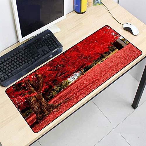 DHSBD Gaming Muismat Groot Rubber Xl Toetsenbord Bureau Muismat Laptop Speelkleed Rode Boomprint 800X300X3Mm