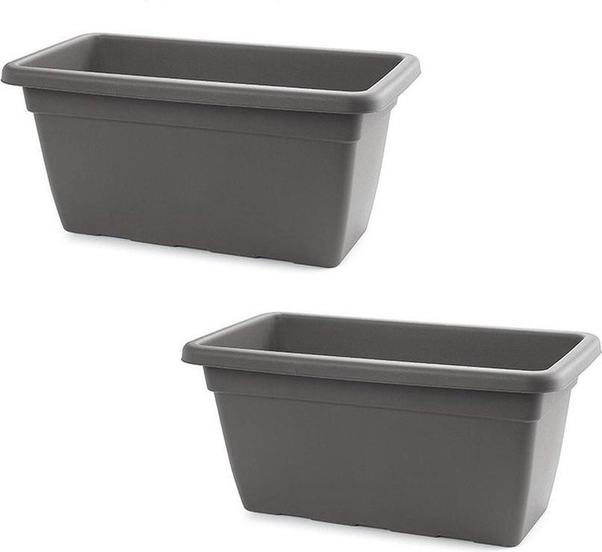 Forte Plastics Plantenbak - 60x32x27cm - Antraciet Grijs - 2 Stuks