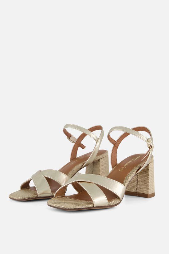 Tamaris Sandalen met hak goud Textiel - Dames - Maat 39
