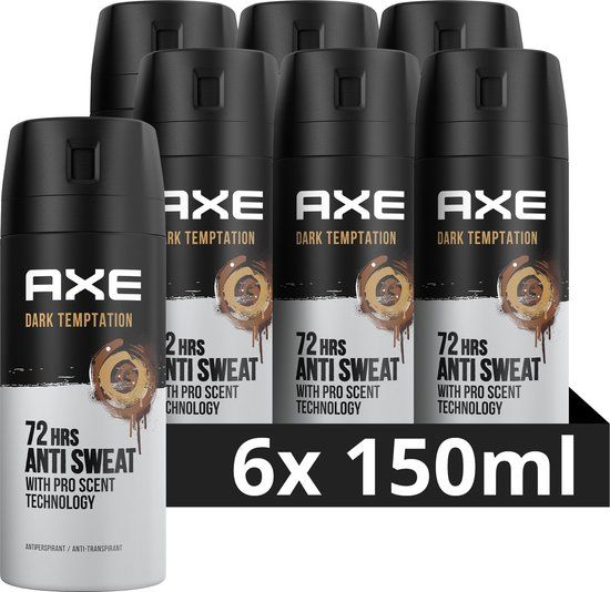 AXE Dark Temptation Anti-Transpirant Spray - 6 x 150ml - Men's Deodorant