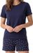 Schiesser Dames pyjama Mix & Relax blauw / crème