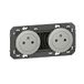 Legrand LEG95248 2X2P dubbel stopcontact, 2P+T, oppervlak doxie, 16 A, voorbedrad, aluminium afwerking, blisterverpakking, aluminium