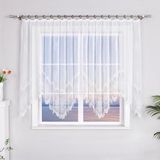 Sans marque Voilage Jacquard - Blanc - 145x450 cm