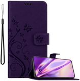 Cadorabo Samsung Galaxy S21 5G Hoesje - Paars Bloemen Book Case met Magneetsluiting en Kaarthouder