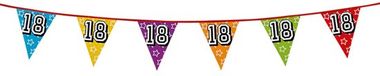 Boland Vlaggenlijn 18 jaar - multicolor - glitters - 8 meter - kunststof - vlaggetjes