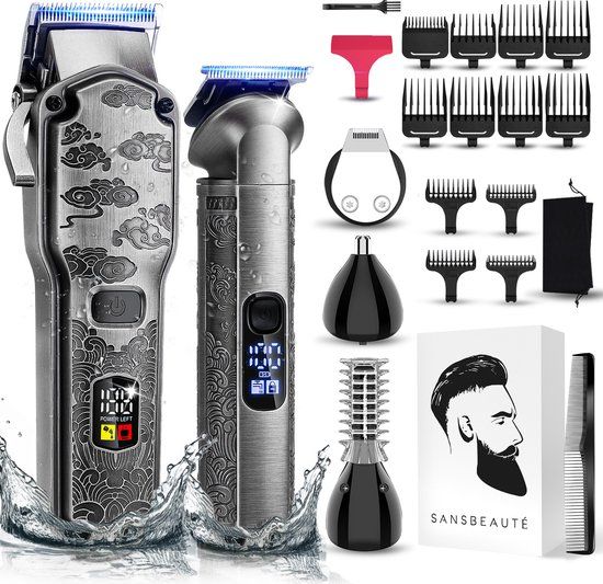 Sansbeauté Professionele Draadloze 5-in-1 Tondeuse - Barber Edition | PRO 5 in 1 | Zilver