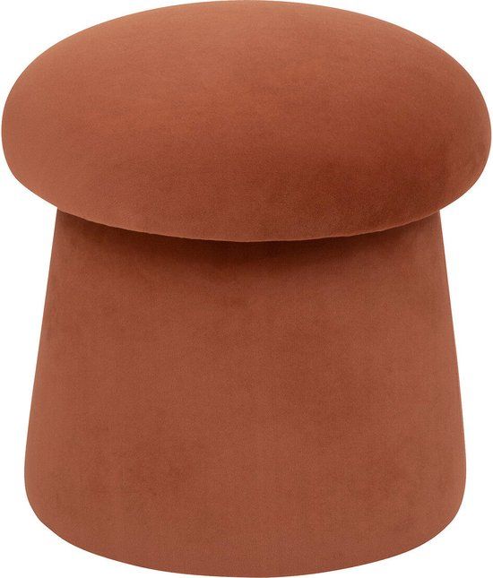 Atmosphera Poef Noa velvet Ø37xH40cm - Amber | Leer | Bruin