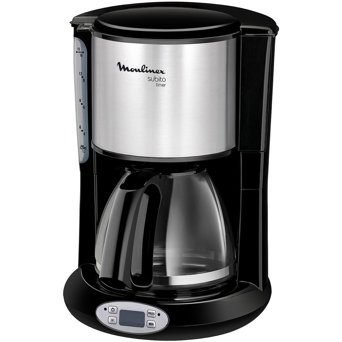 Moulinex FG362810 Filter Coffee Machine - 1.2L, 15 Cups, Black & Stainless Steel
