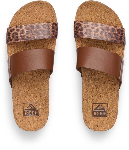 Reef Dames Slippers Bruin CJ9011-61 Cushion Vista Hi Brown/Leopard Maat 41
