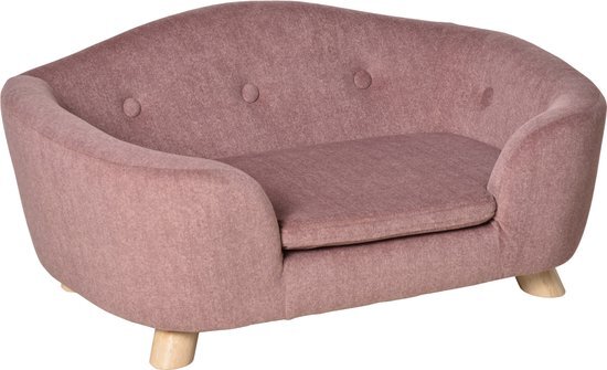 Pawhut Huisdiersofa hondenmat hondenbed hondenbank hondenbank kattenbank met kussen rugtas pluche schuim grenenhout roze 70 x 47 x 30 cm