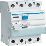 Hager Aardlekschakelaar 4 polig 6kA 40A 30mA Type A Testcircuit L1-N CDA440DY