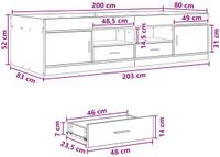 vidaXL Bedombouw met opslag Sonoma Eiken 80 x 200 cm Bewerkt hout