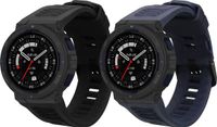 kwmobile 2x horlogebandjes geschikt voor Amazfit Active Edge (A2212) bandje - Smartwatch bandjes van TPU - Activity tracker horloge band in zwart / donkerblauw