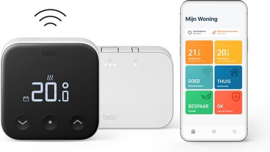 tado° Wireless Smart Thermostat X - Starterskit - Slimme Thermostaat - incl. Matter Bridge - Zwart/Wit