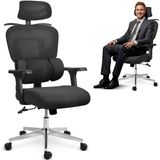 Sofotel Bureaustoel, ergonomisch, draaistoel, in hoogte verstelbaar, armleuningen, hoofdsteun, 360° wielen, micronet, talin zwart