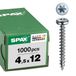 SPAX Universele schroef, 4,5 x 12 mm, 1000 stuks, Voldraad, Bolkop, T-STAR plus T20, 4CUT, WIROX - 0201010450125