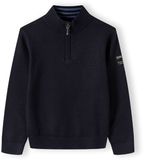 Minoti trui jongens met halve rits - gebreid donkerblauw