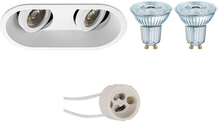 Osram Voordeelset - LED Spot Set - Parathom PAR16 940 36D - Pragmi Zano Pro - GU10 Fitting - Dimbaar - Inbouw Ovaal Dubbel - Mat Wit - 5.5W - Natuurlijk Wit 4000K - Kantelbaar - 185x93mm