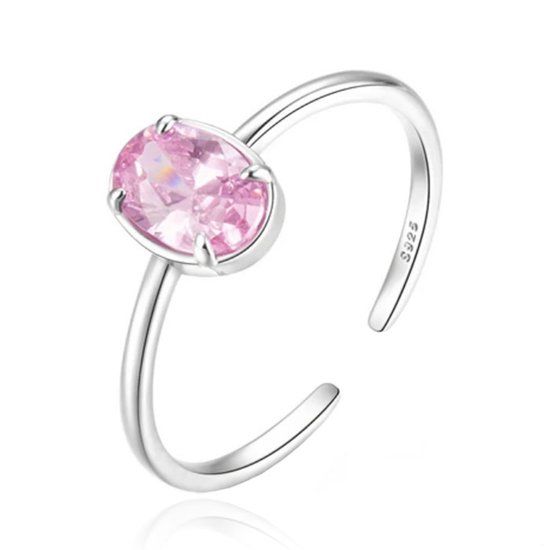 Elenza AMS Elenza Zilveren Ring met Roze Kristal