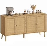 Homcom Buffetkast - MDF - 140L x 40B x 75H cm - Naturel Houtkleur