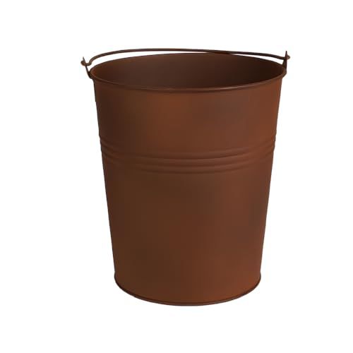 Garden & Metal roest-effect, emmer met handvat van metaal, diameter 15 cm x h 16 cm