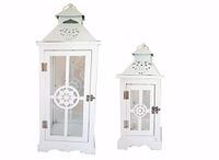 Set van 2 decoratieve lantaarns van hout en metaal (FGF03431)
