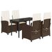 vidaXL Ensemble de jardin 5 pièces avec coussins, poly rotin, marron